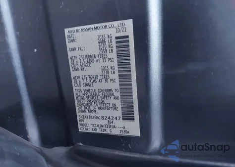 2021 Nissan Rogue Sv Fwd from USA, damaged, VIN 5N1AT3BA6MC824247